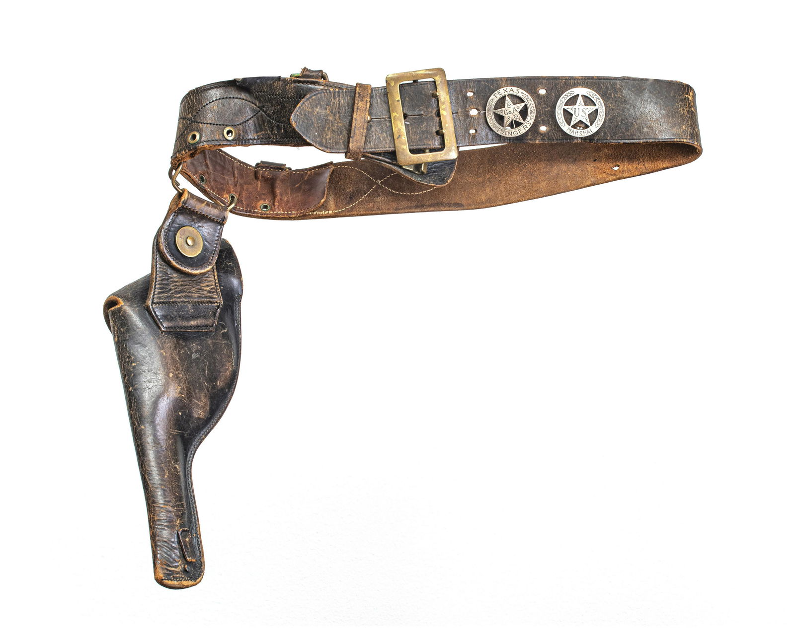 LEATHER HOLSTERS, TWO, H 11", TEXAS RANGERS, U.S. (1 of 4)