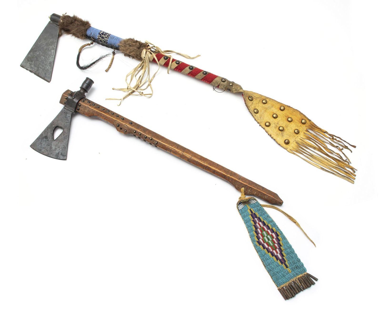 NATIVE AMERICAN TOMAHAWKS, TWO PIECES, L 22"-23" (1 of 4)