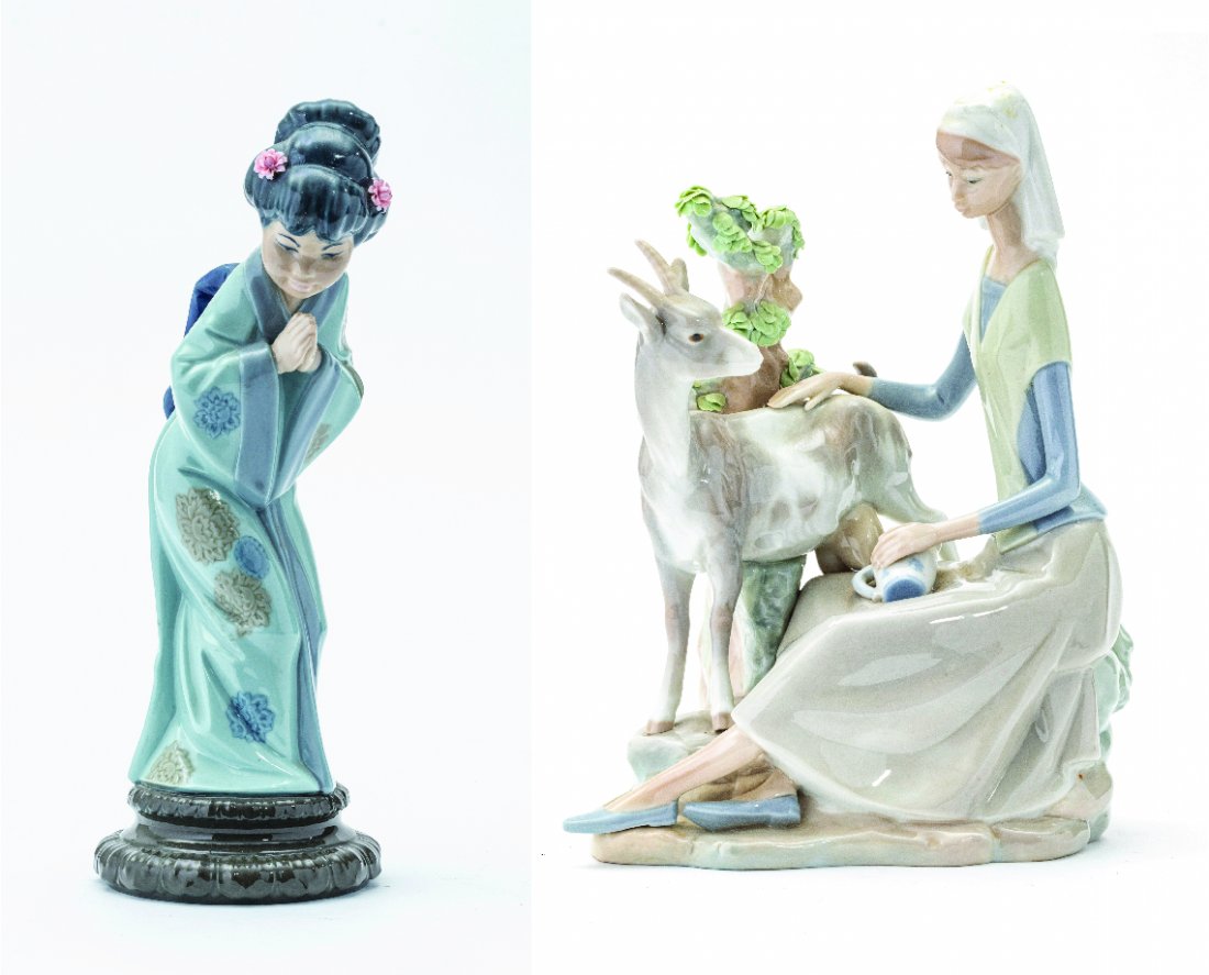 LLADRO PORCELAIN FIGURES, TWO PIECES, H 9.5" AND (1 of 11)