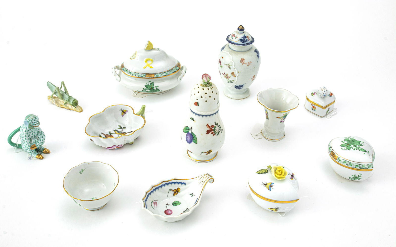 HEREND PORCELAIN MINIATURES 10 PCS., + 2 OTHERS (1 of 3)
