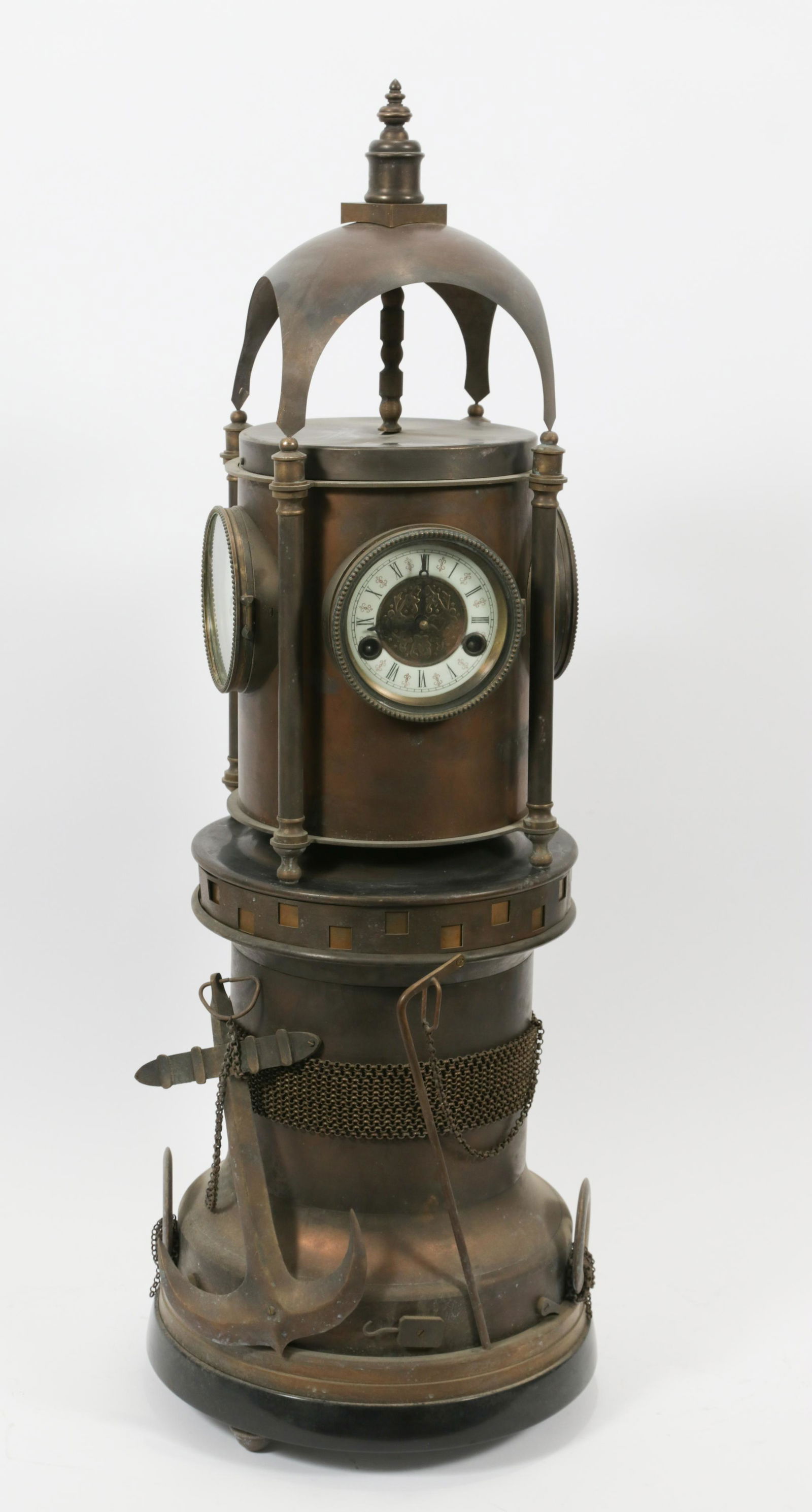 METAL LIGHTHOUSE CLOCK H 20" + 16" W 9", 12" (1 of 6)