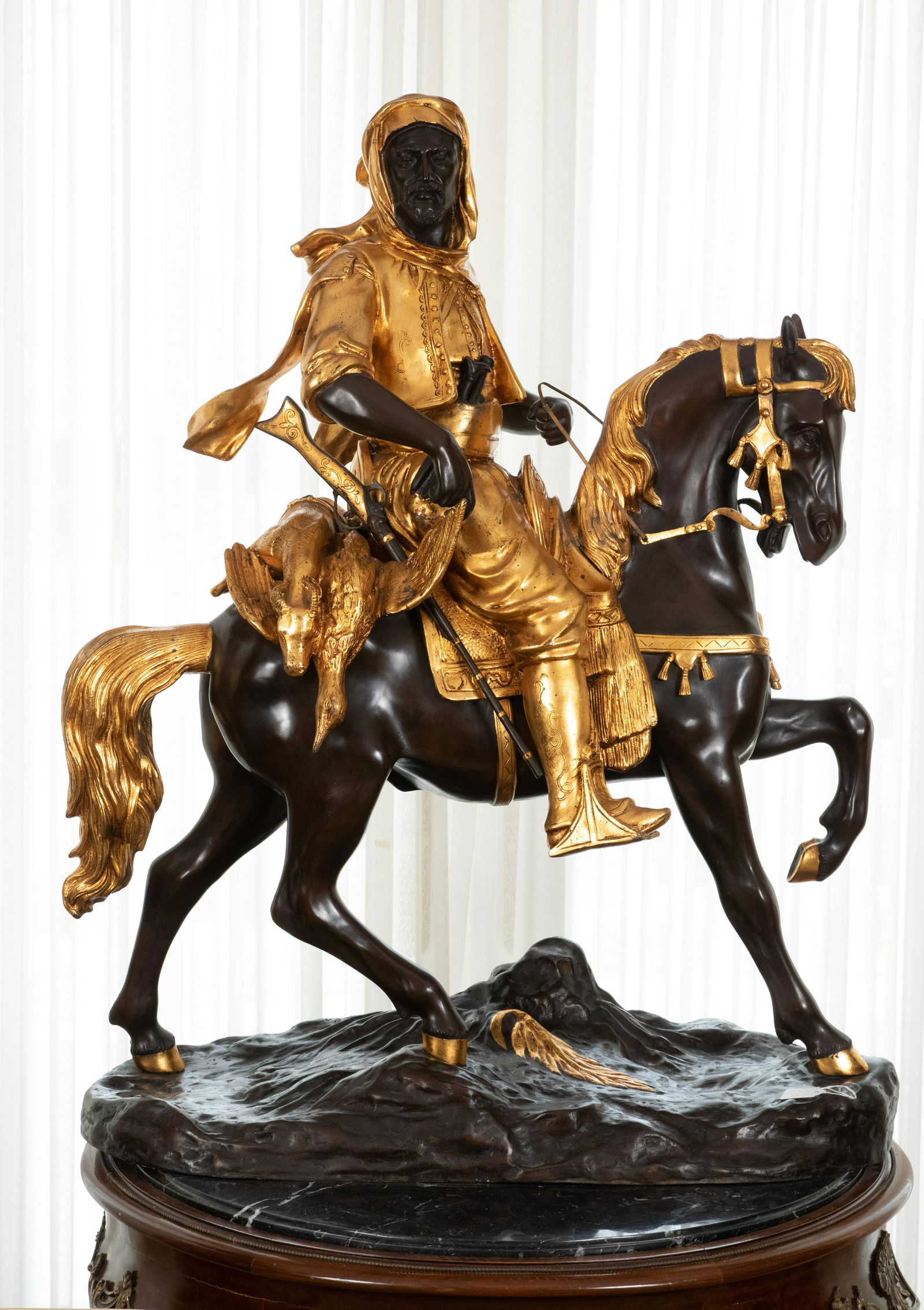 BARGE FILS, FRANCE, BRONZE SCULPTURE, H 40", W 16", L (1 of 1)