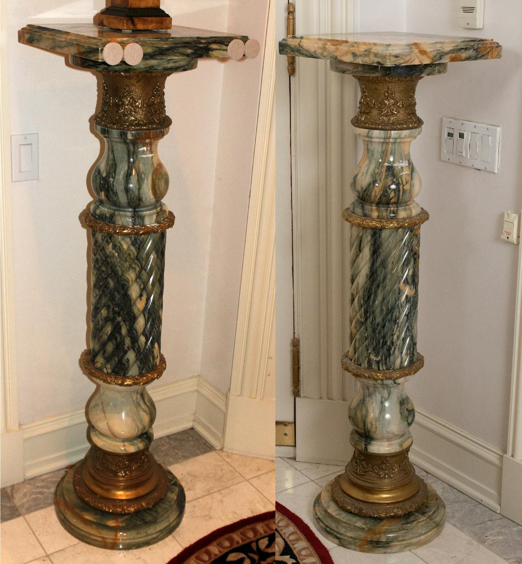 ONYX & BRONZE PEDESTALS, PAIR, H 48", W 14" (1 of 8)