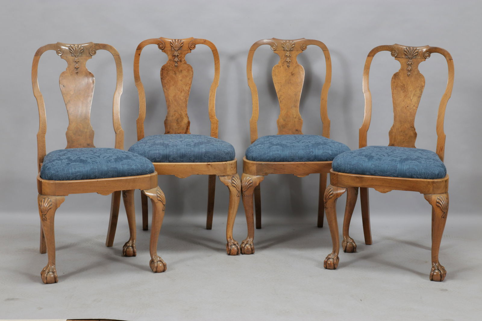 DINING CHAIRS  CHIPPENDALE STYLE BURL WALNUT  SET OF (1 of 5)