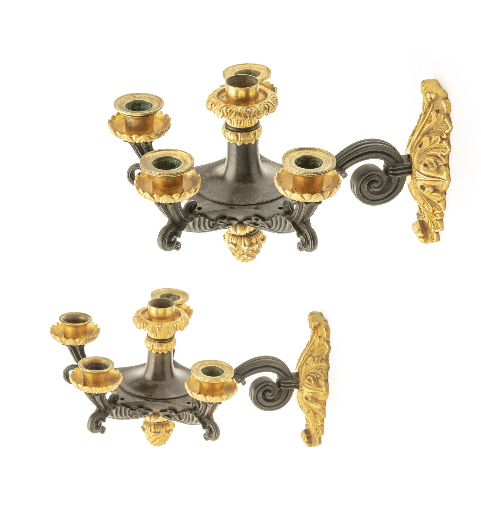 FRENCH  EMPIRE STYLE  BRONZE SCONCES 20TH C.,  PAIR D (1 of 2)