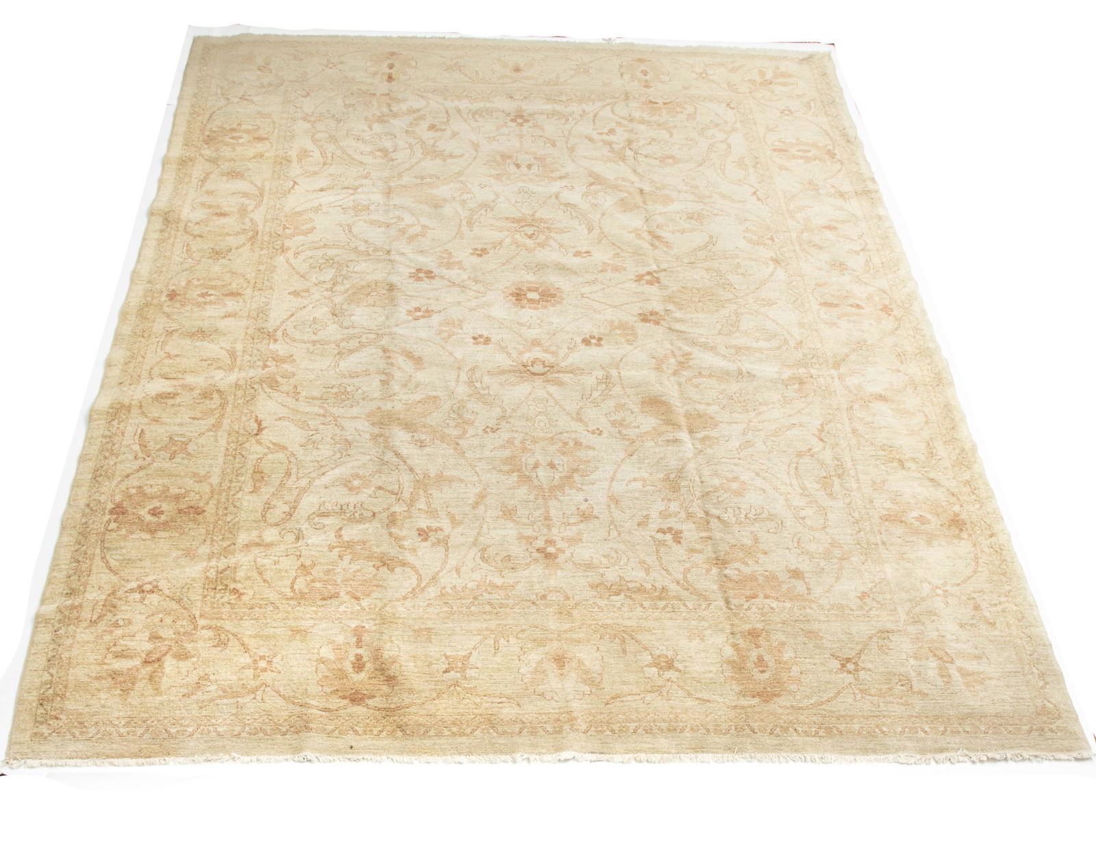 OUSHAK DESIGN HAND WOVE WOOL CARPET W 11'11" L 9'1" (1 of 2)