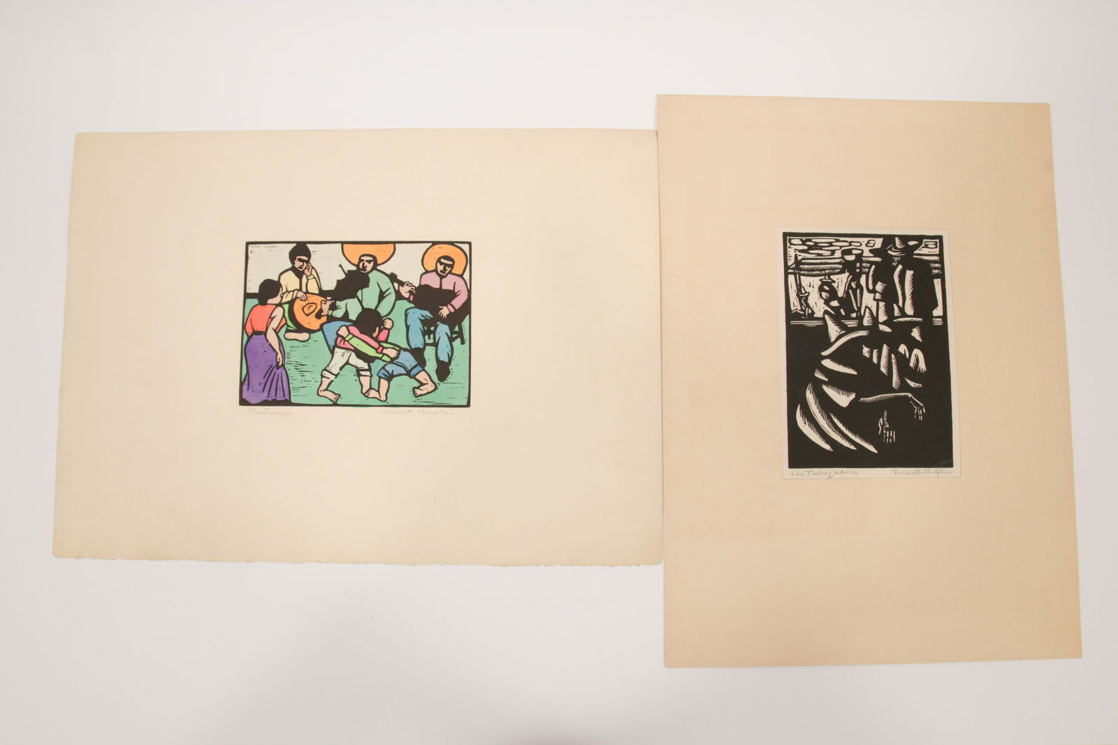 PRESCOTT CHAPLIN (AMERICAN, 1896-1968) WOODCUTS ON WOVE (1 of 6)