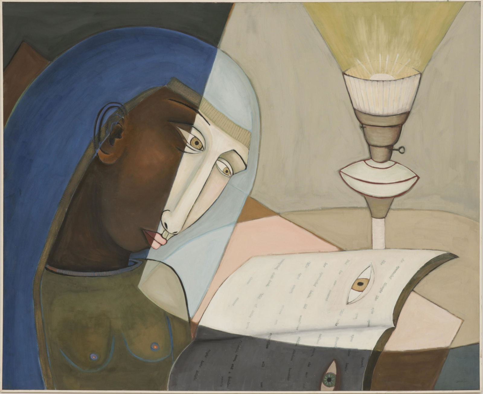 CONTEMPORARY  OIL ON CANVAS C 1990 H 44" W 54" "FACE (1 of 3)