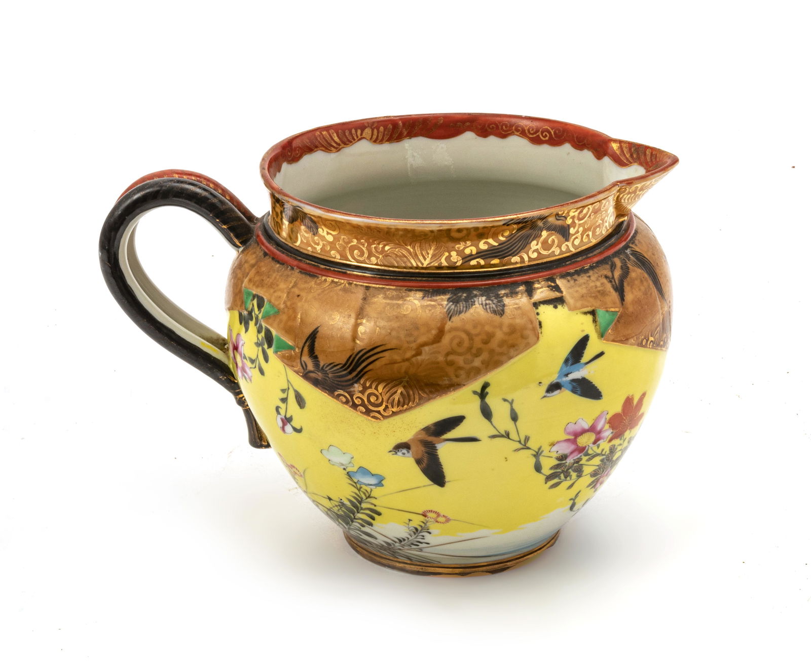 JAPANESE HAND PAINTED PORCELAIN PITCHER, C. 1900 H 7" W (1 of 3)