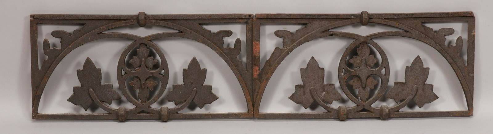 CAST IRON ARCHITECTURAL GRATES, PAIR, H 13", W 26" (1 of 4)