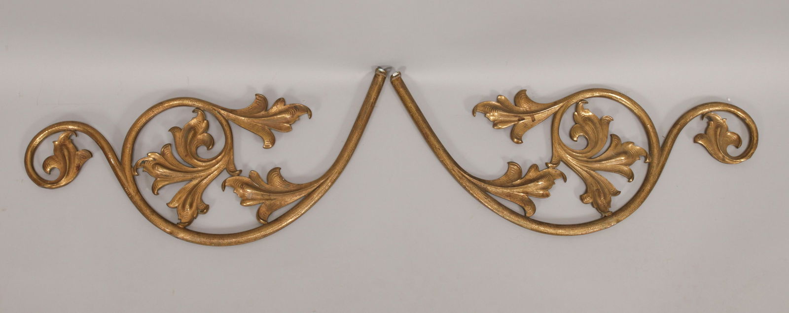 GILT BRONZE ARCHITECTURAL MOUNTS, PAIR, H 9", W 20" (1 of 3)