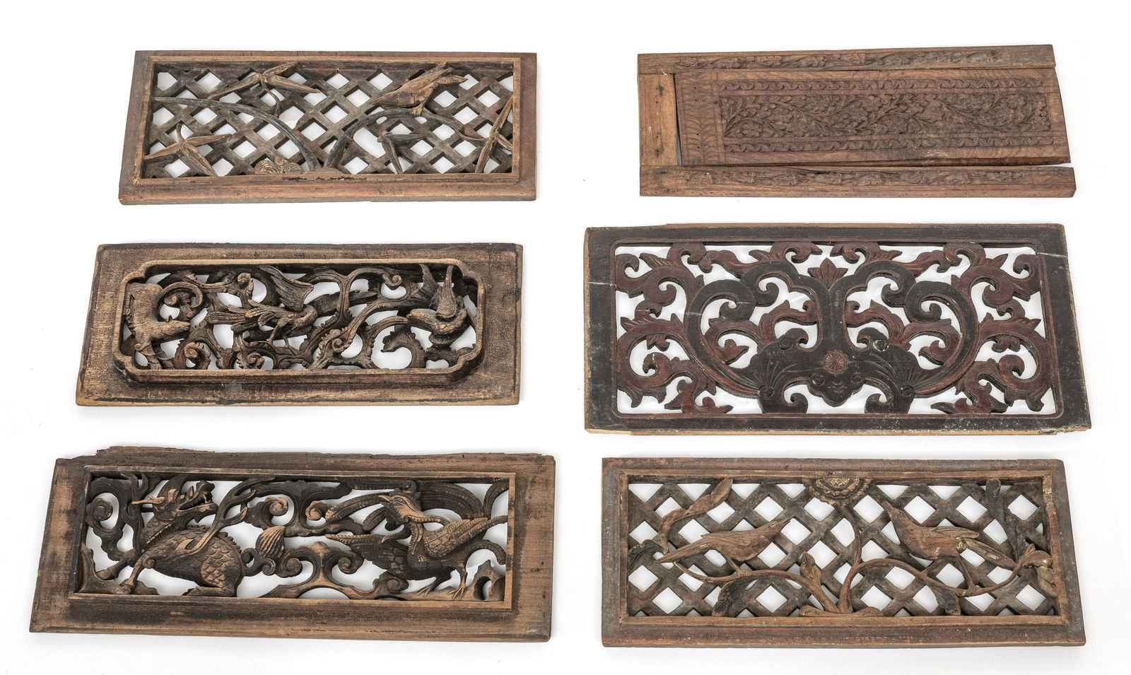 CHINESE WOOD CARVINGS, 13 PCS. H 6.5" L 14" (1 of 2)