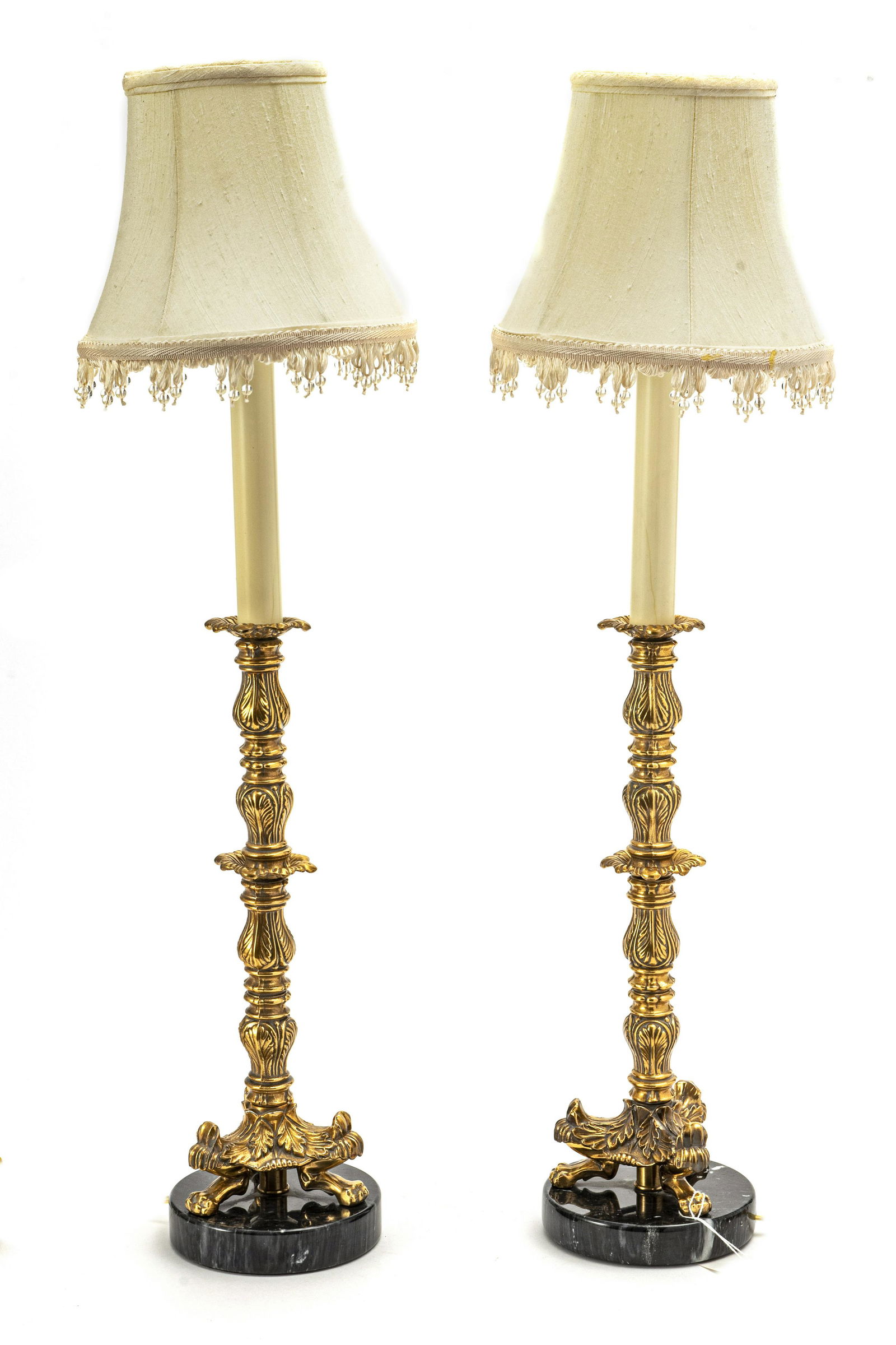 BRASS  CANDLESTICK LAMPS 2 (PAIR) H 26" (1 of 1)