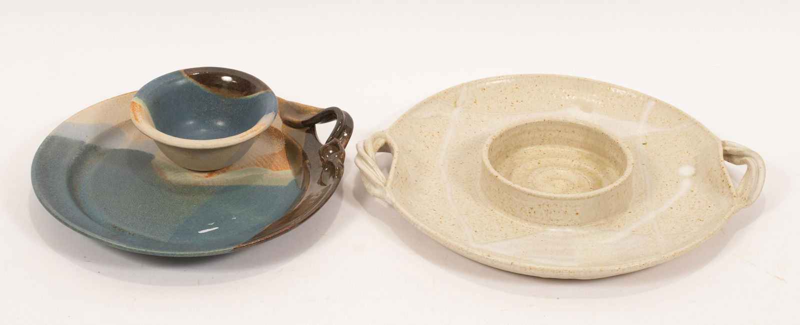 ART POTTERY CHIP AND DIP TRAYS, TWO L 11", 14" Aug 18, 2021