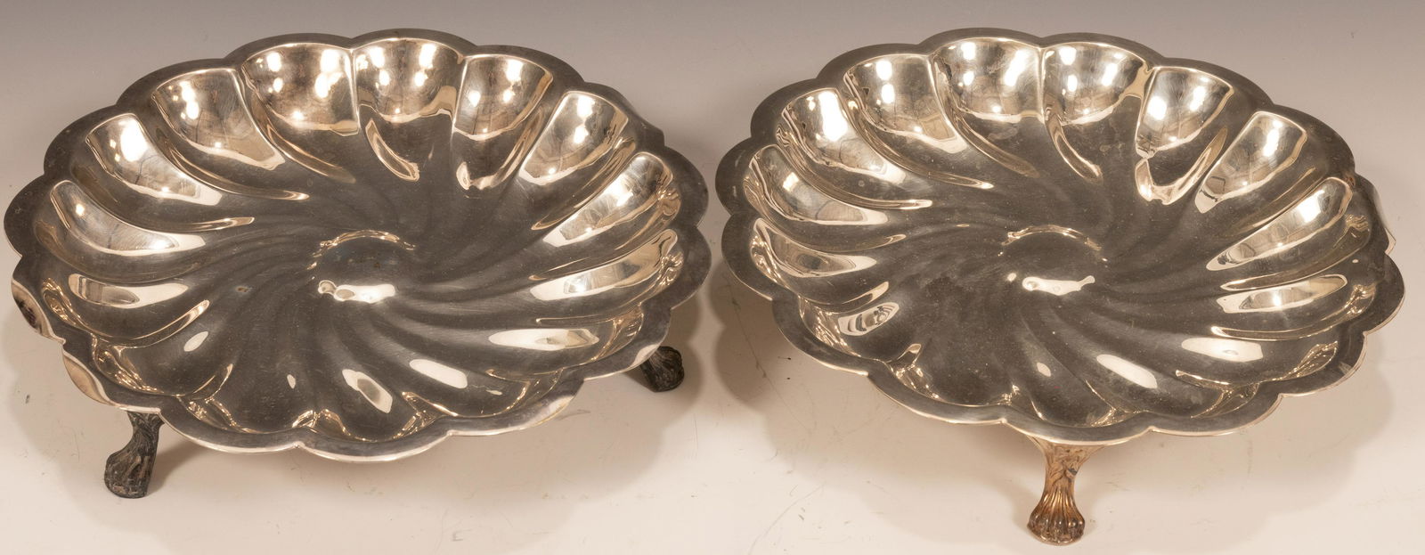 SILVER PLATE  DESSERT TRAYS TWO H 2.5" DIA 11" (1 of 4)