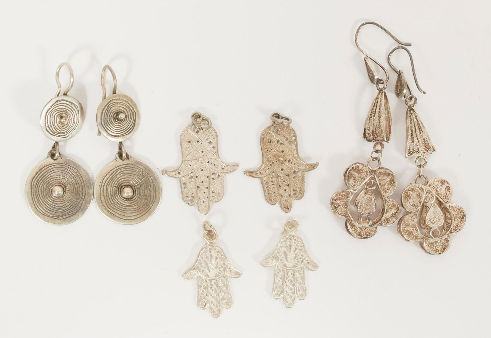 SILVER EARRINGS & PENDANTS, 8 PCS, H 1"-2", T.W. 28.4 (1 of 7)