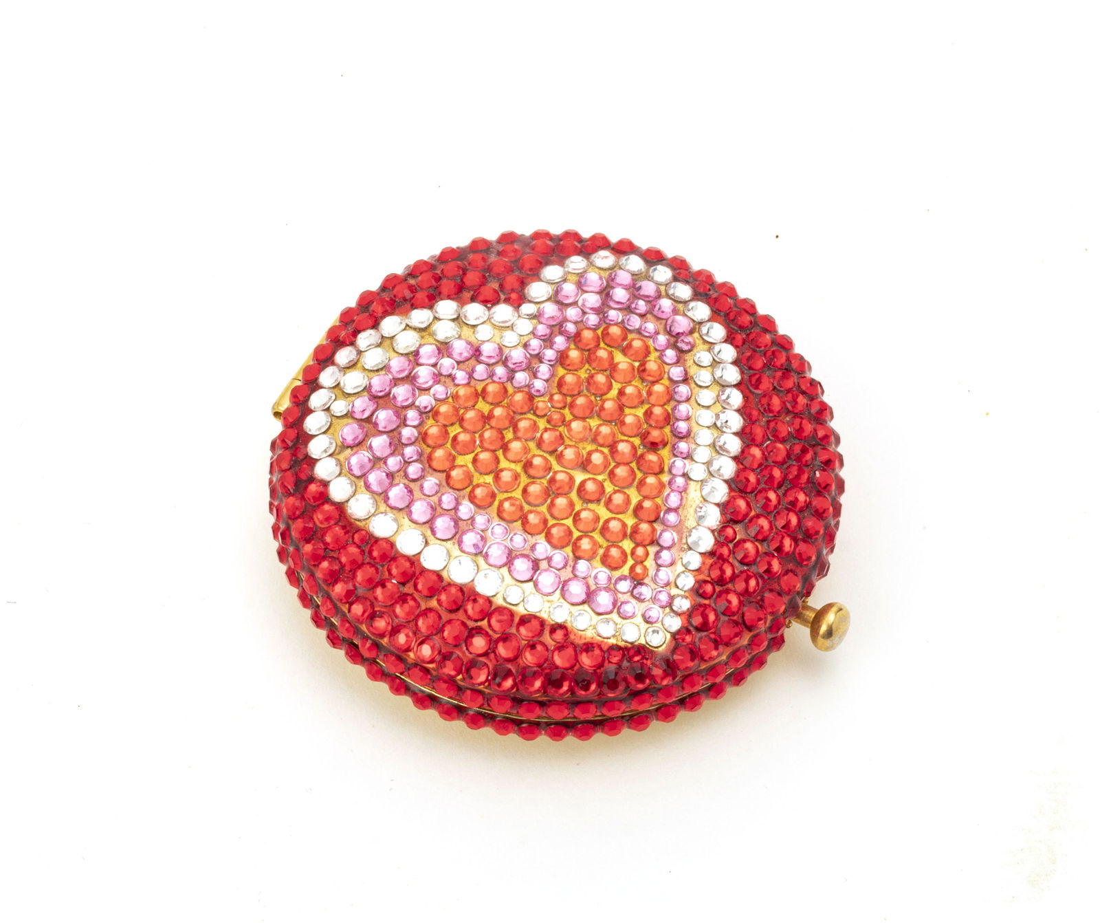 ESTEE LAUDER CRYSTAL RED JEWELED POWDER CASE  DIA 2" (1 of 3)