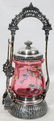 040131: VICTORIAN SILVERPLATE & ENAMELED PICKLE CASTER