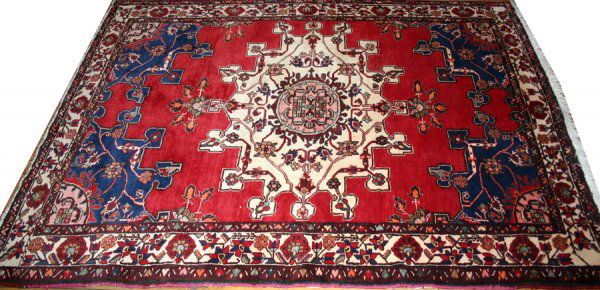 MAHAL IRANIAN ORIENTAL RUG, 6' 2" X 4' 8": MAHAL IRANIAN ORIENTAL RUG, 6' 2" X 4' 8":Red field.