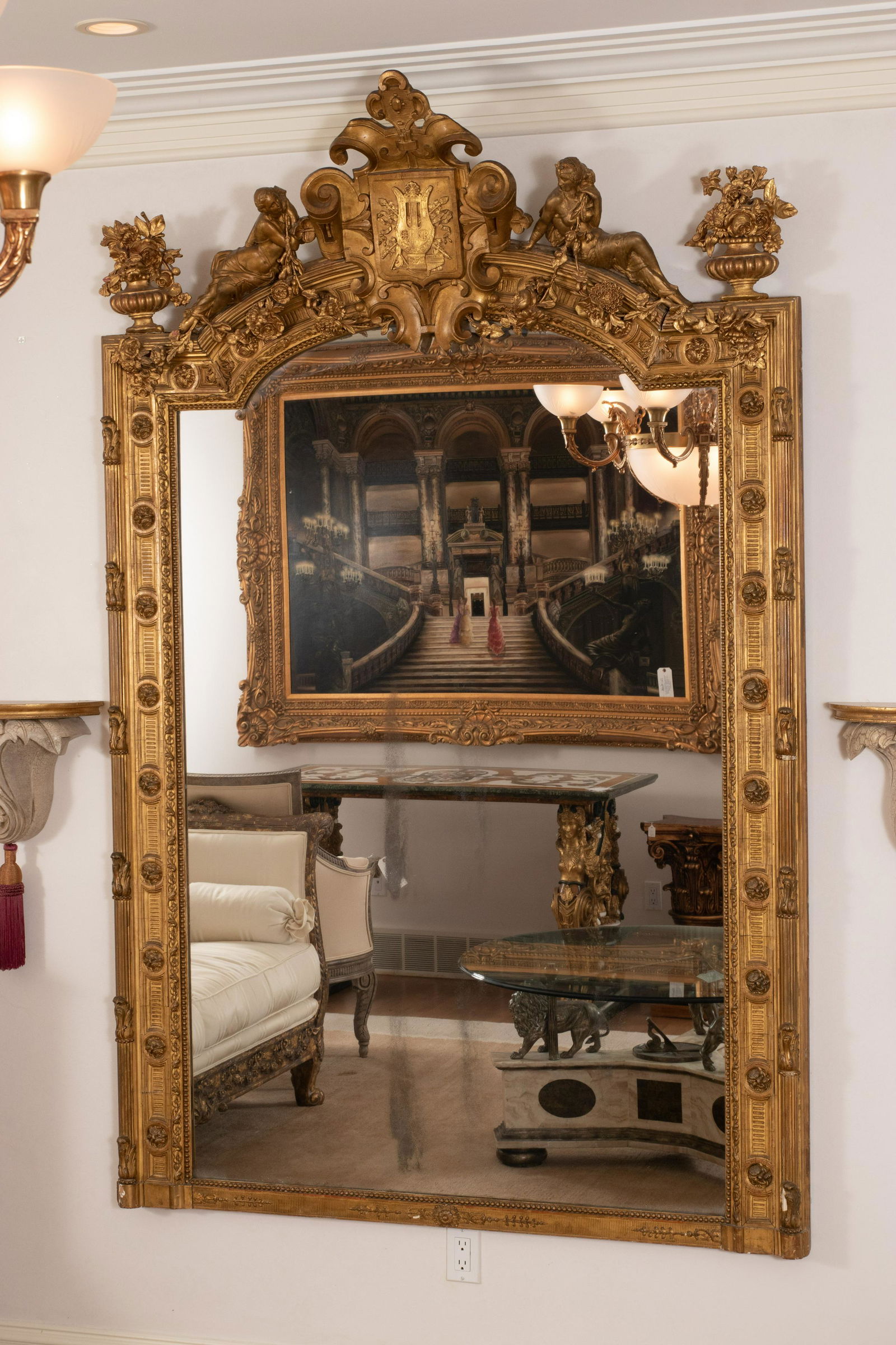 NEOCLASSIC CARVED & GILDED MIRROR, MONUMENTAL SIZE (1 of 5)