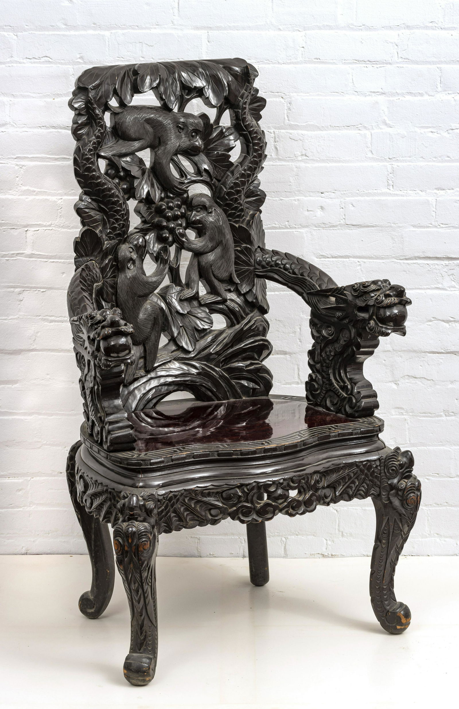 JAPANESE MEIJI PERIOD ROSEWOOD ARMCHAIR, C. 1900 (1 of 3)