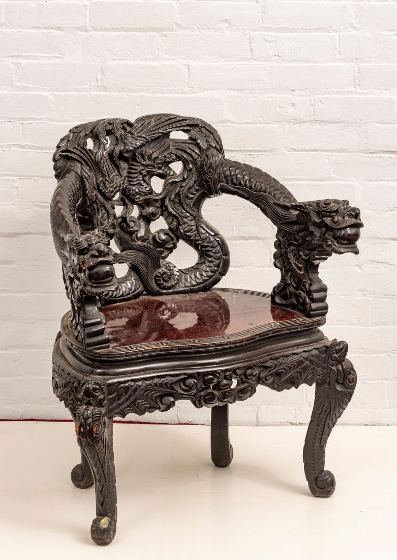 JAPANESE ROSEWOOD ARMCHAIR, C. 1900 (1 of 2)