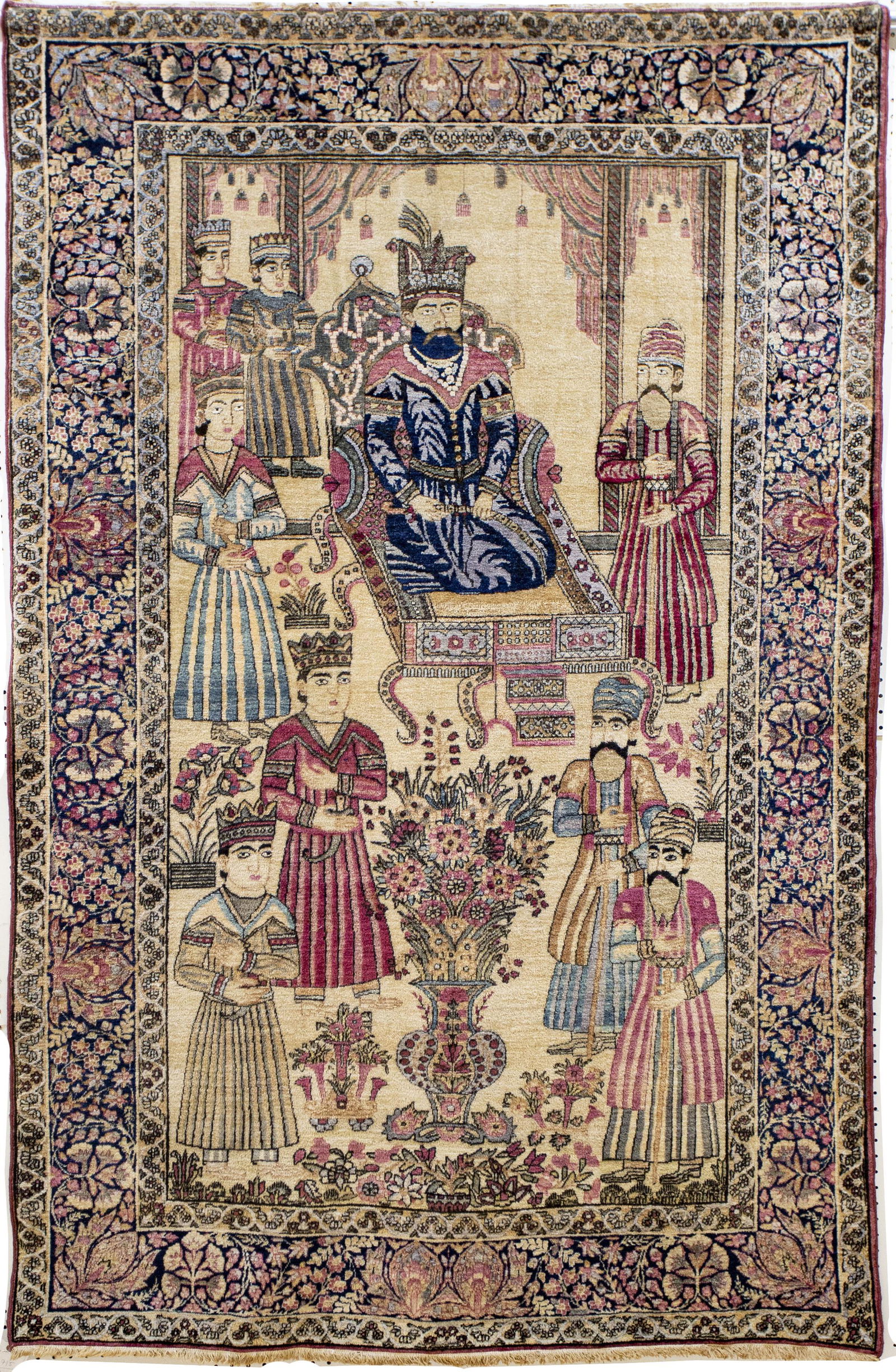 KERMANSHAW PICTORAL CARPET C 1900 W 4'6" L 7' (1 of 2)