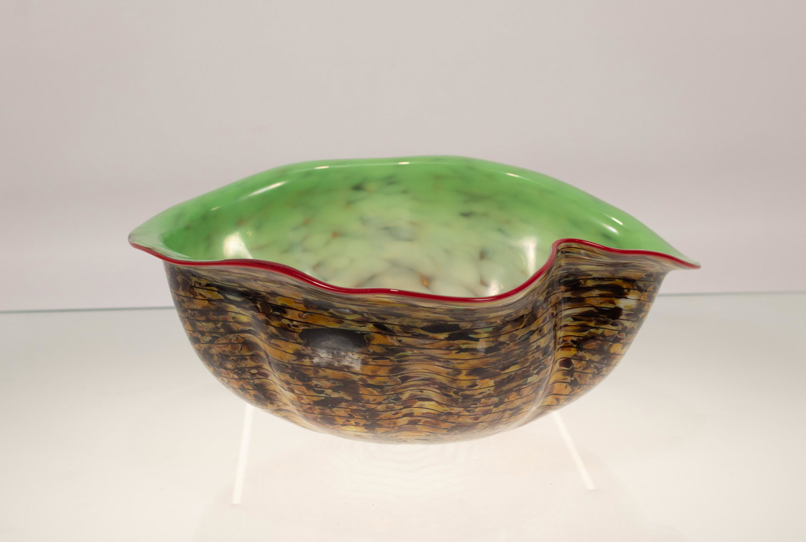 CHIHULY BLOWN GLASS BOWL, SHELL FORM (1 of 6)