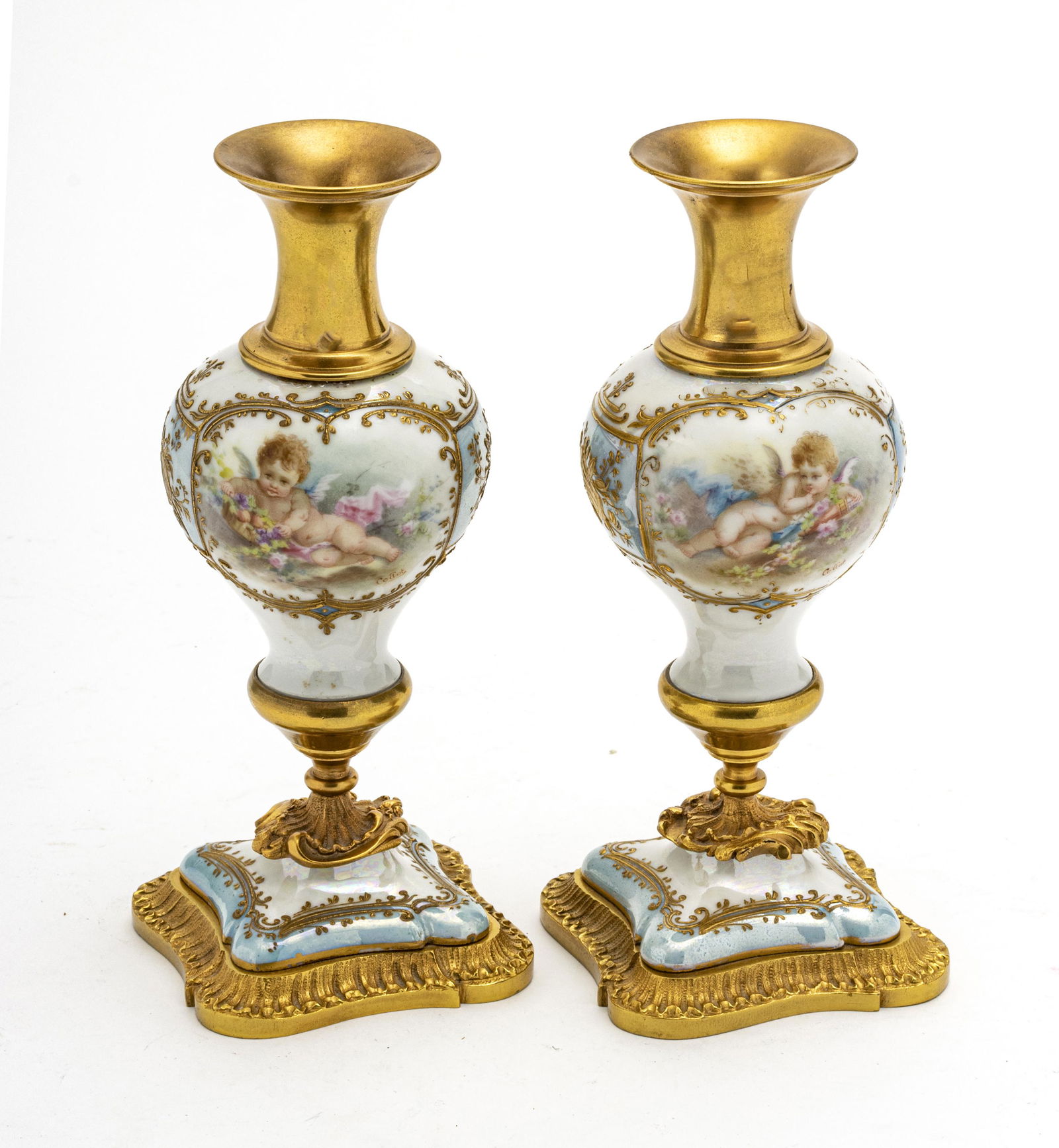 FRENCH SEVRES PORCELAIN AND GILT BRONZE VASES (1 of 3)