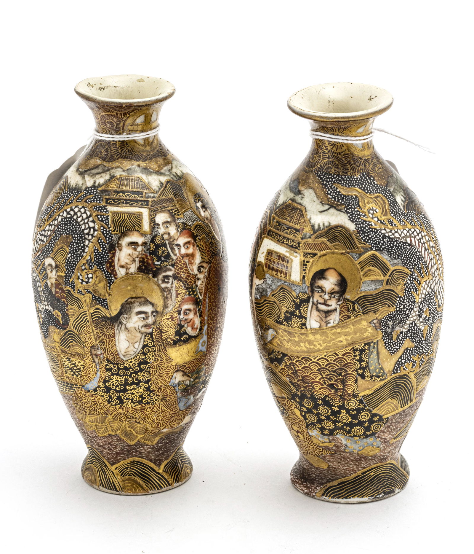 JAPANESE KYOTO SATSUMA VASES, CHOSHUZAN 19TH C (1 of 3)