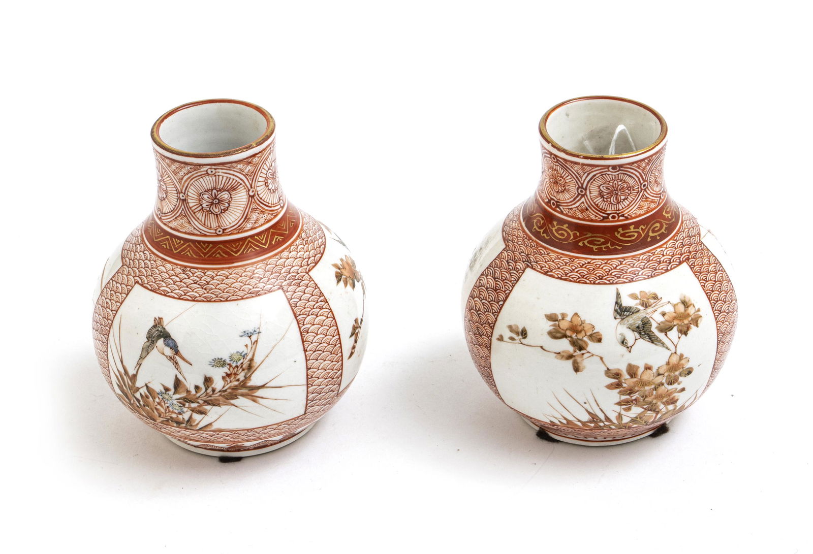 JAPANESE KUTANI PORCELAIN VASES, C 1900, PAIR (1 of 2)