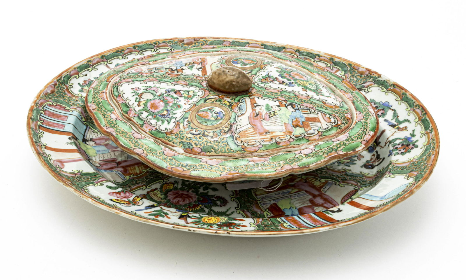 CHINESE ROSE MEDALLION PLATTER & COVERED BOWL (1 of 4)