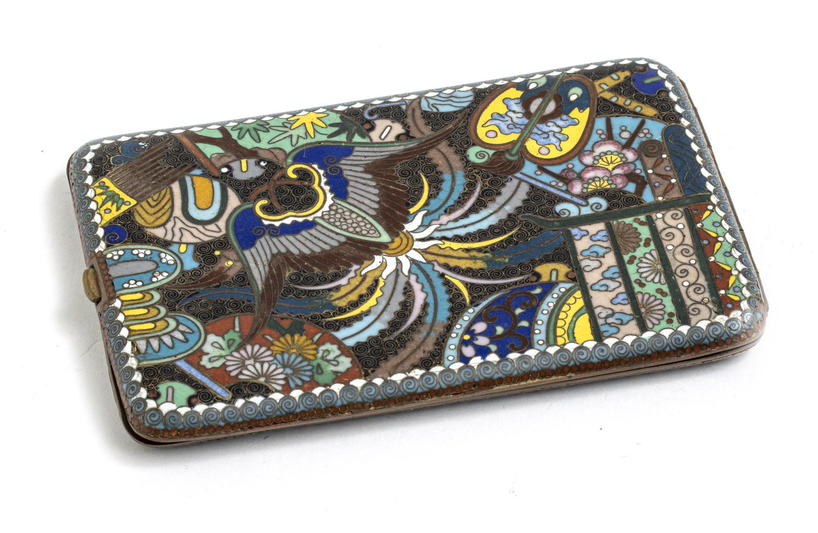CHINESE CLOISONNÃ‰ CIGARETTE CASE, W 3", L 5" (1 of 3)