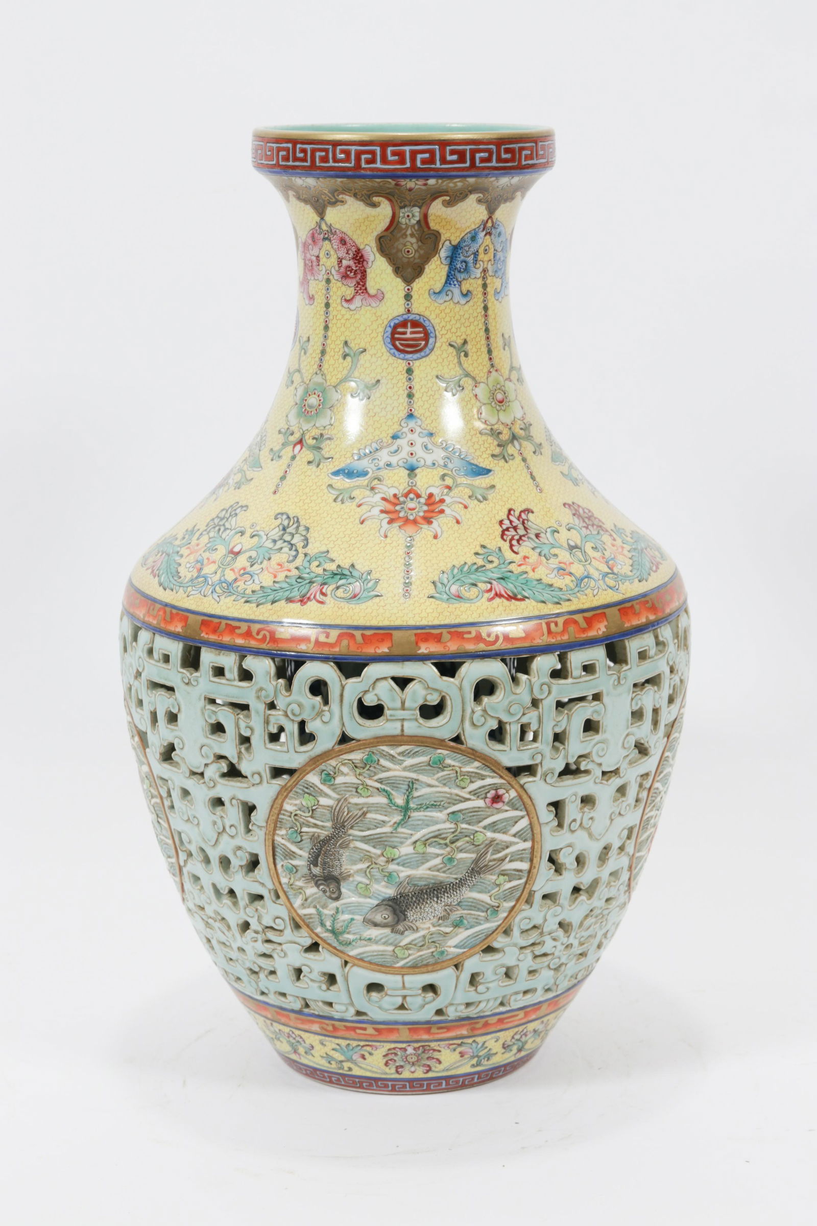 CHINESE PORCELAIN VASE H 17" DIA 9.5" (1 of 4)