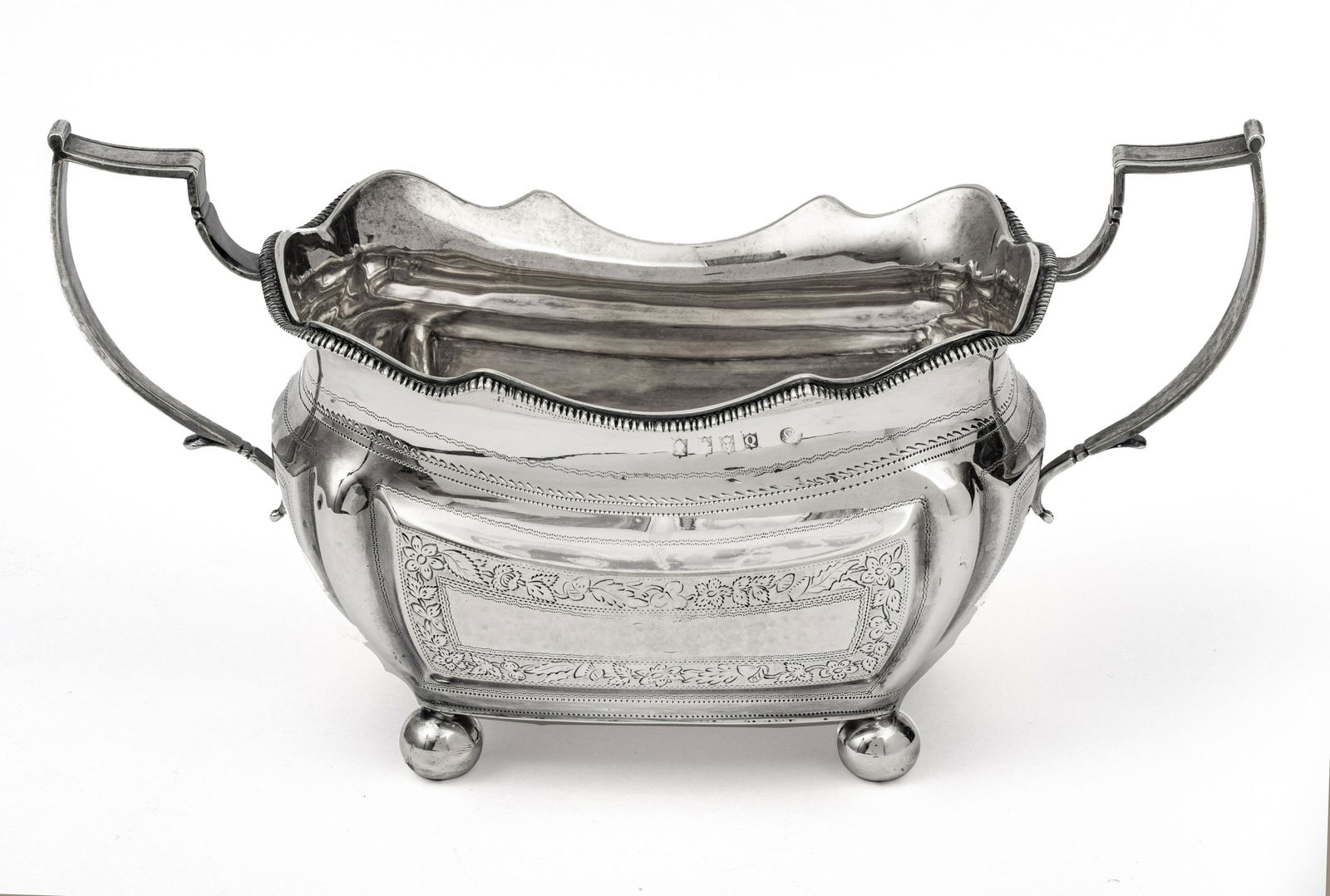 IRISH STERLING SILVER SUGAR BOWL, TWO HANDLES (1 of 4)