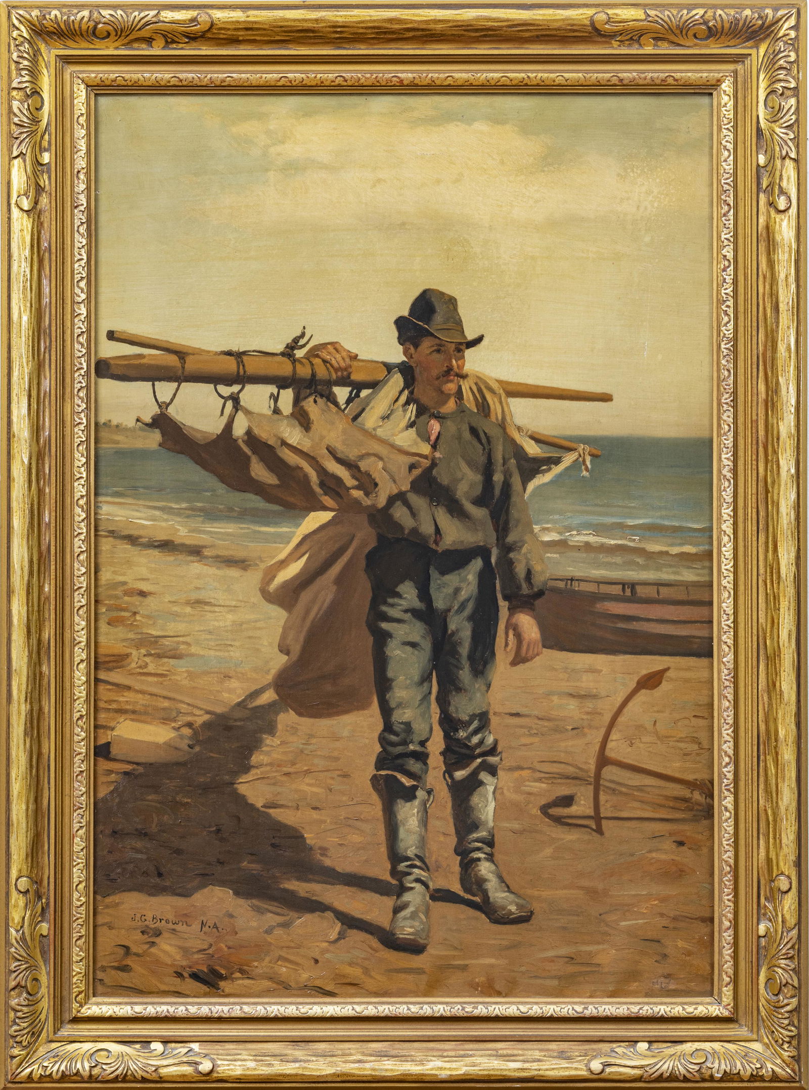 JOHN GEORGE BROWN, OIL ON CANVAS, LOBSTERMAN (1 of 3)