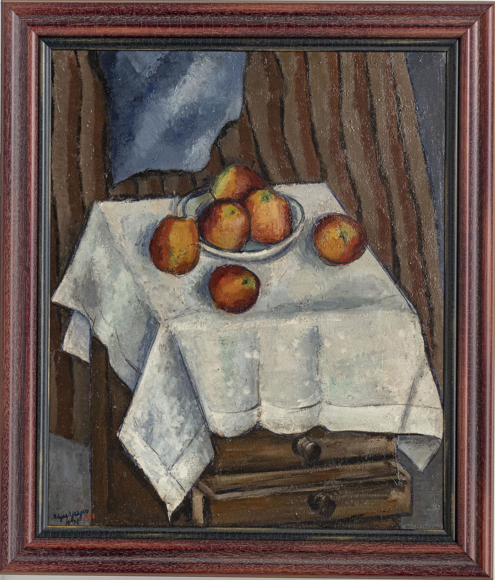 EDGAR YAEGER, OIL ON CANVAS, STILL LIFE, APPLES (1 of 3)