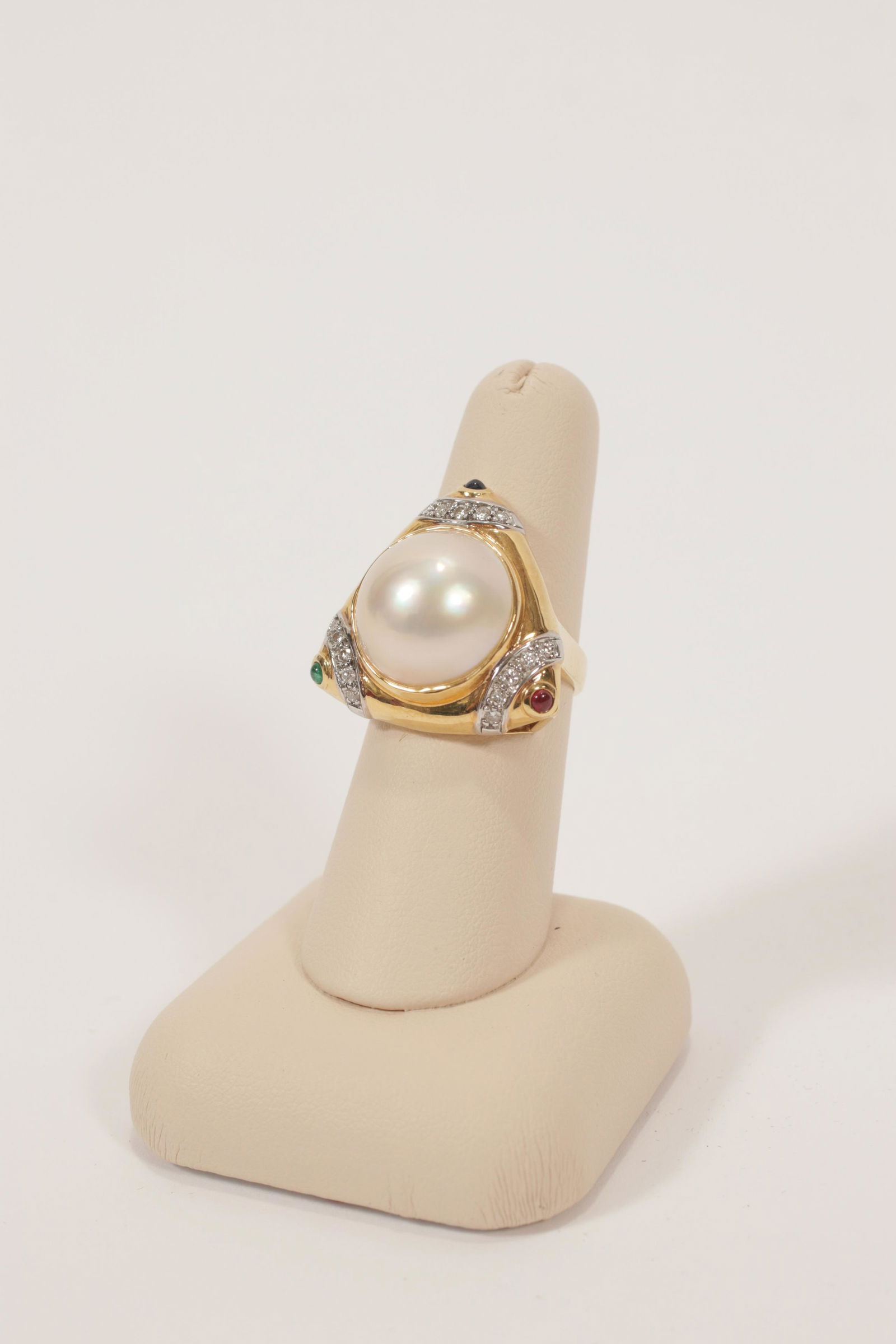 MABE PEARL & ACCENT DIAMONDS,14K YELLOW GOLD RING (1 of 4)