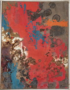 ERLE LORAN, AMERICAN, OIL ON ARTIST BOARD: ERLE LORAN, AMERICAN, 1905-1999, OIL ON ARTIST BOARD H 18" W 14" "RED CONFIGURATION" Provenance: San Francisco Museum of Art Rental Gallery (Label on the verso)