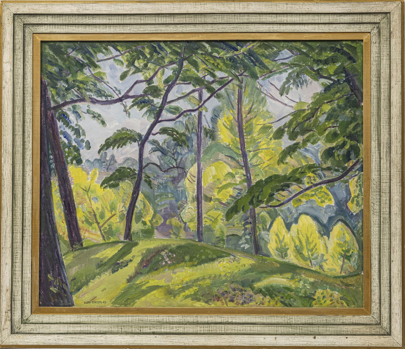 HENRY ROECKER, OIL ON CANVAS, FOREST LANDSCAPE (1 of 3)