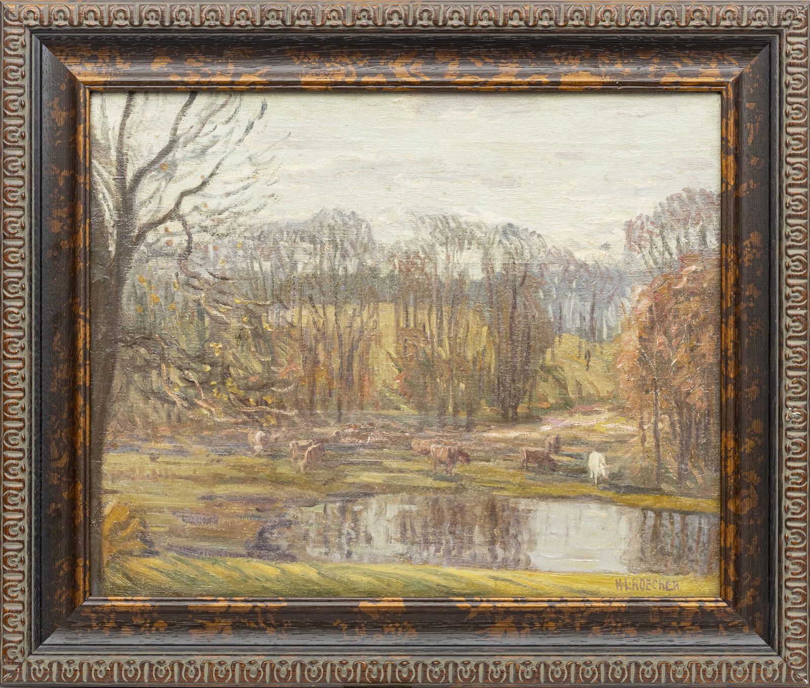 HENRY LEON ROECKER, OIL ON CANVAS, PASTORAL SCENE (1 of 3)