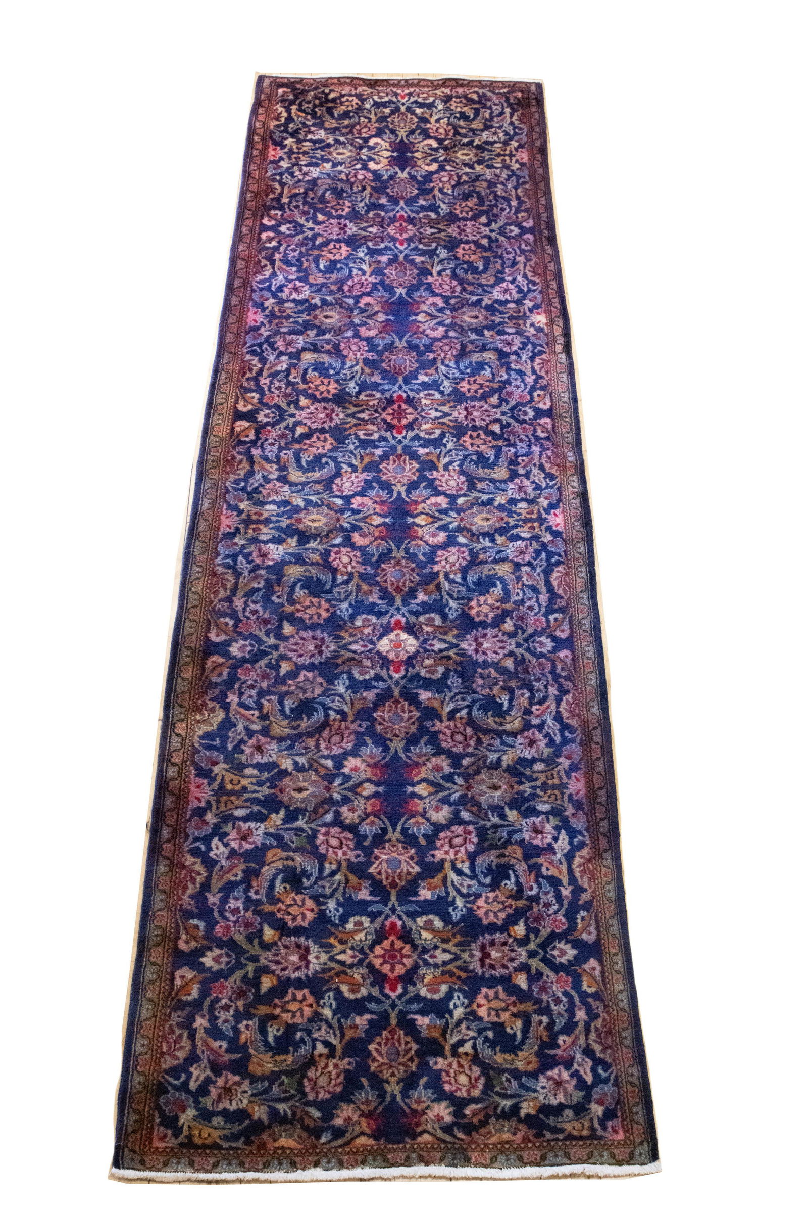 PERSIAN KASHAN HANDWOVEN WOOL RUG W 3.7' L 12.10' (1 of 5)