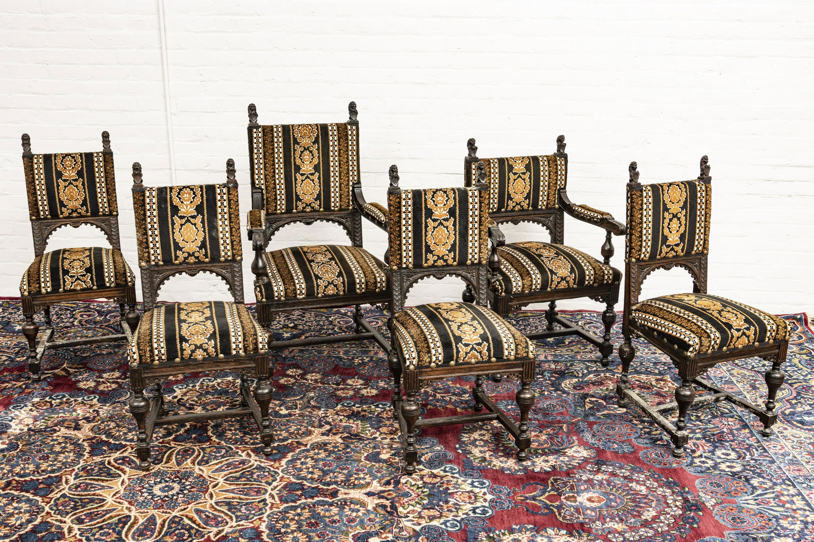 JACOBEAN STYLE CARVED MAHOGANY CHAIRS (1 of 2)