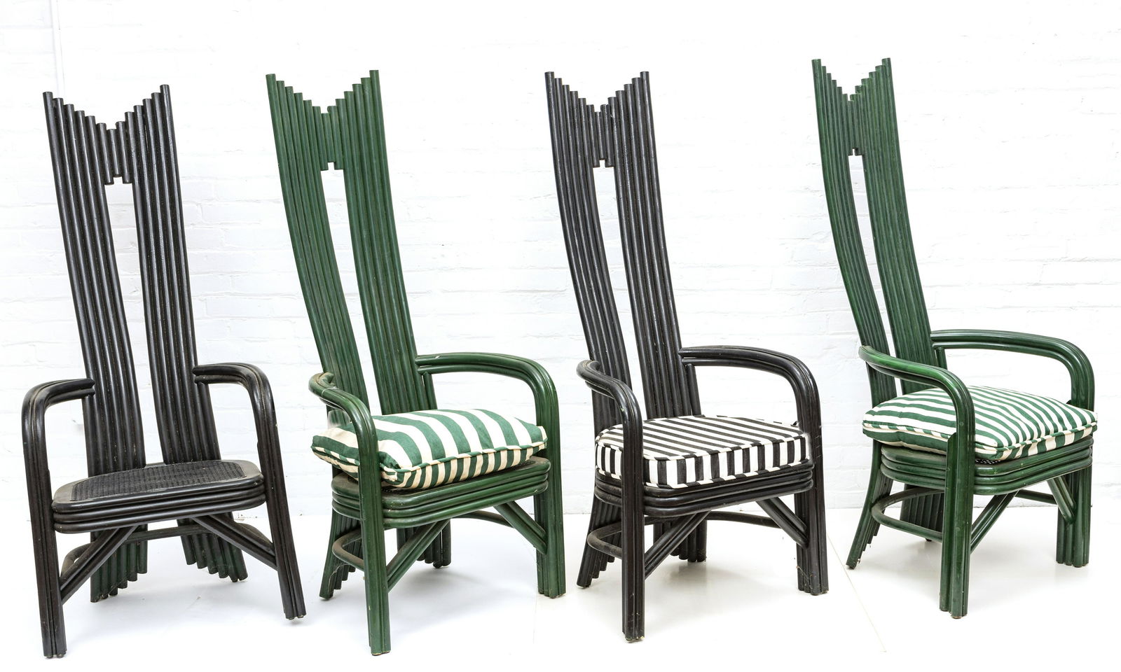 BENT WOOD AND CANE SEAT HIGH BACK PATIO CHAIRS (1 of 3)