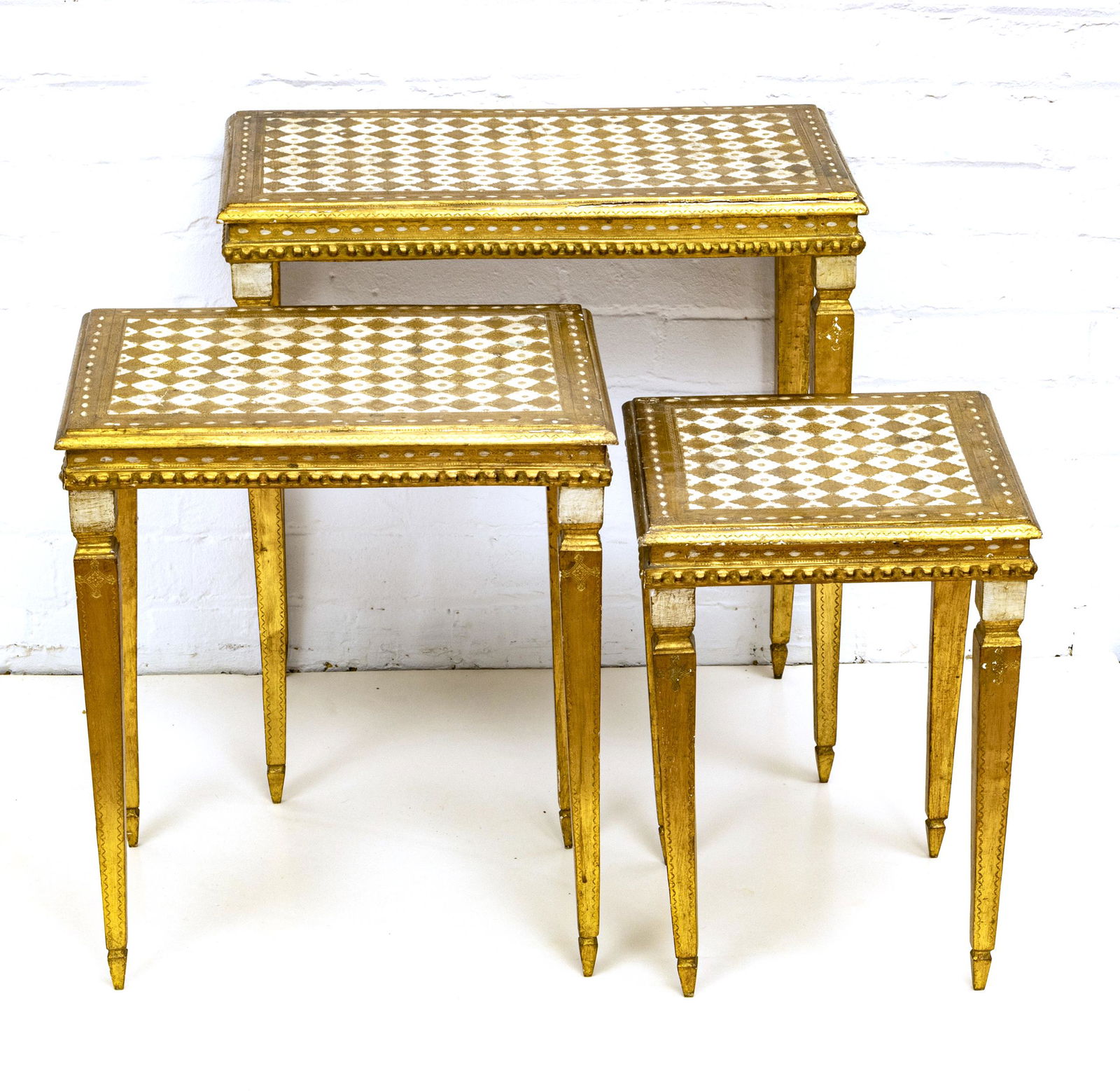 ITALIAN GILT WOOD NEST OF TABLES, THREE PIECES (1 of 3)