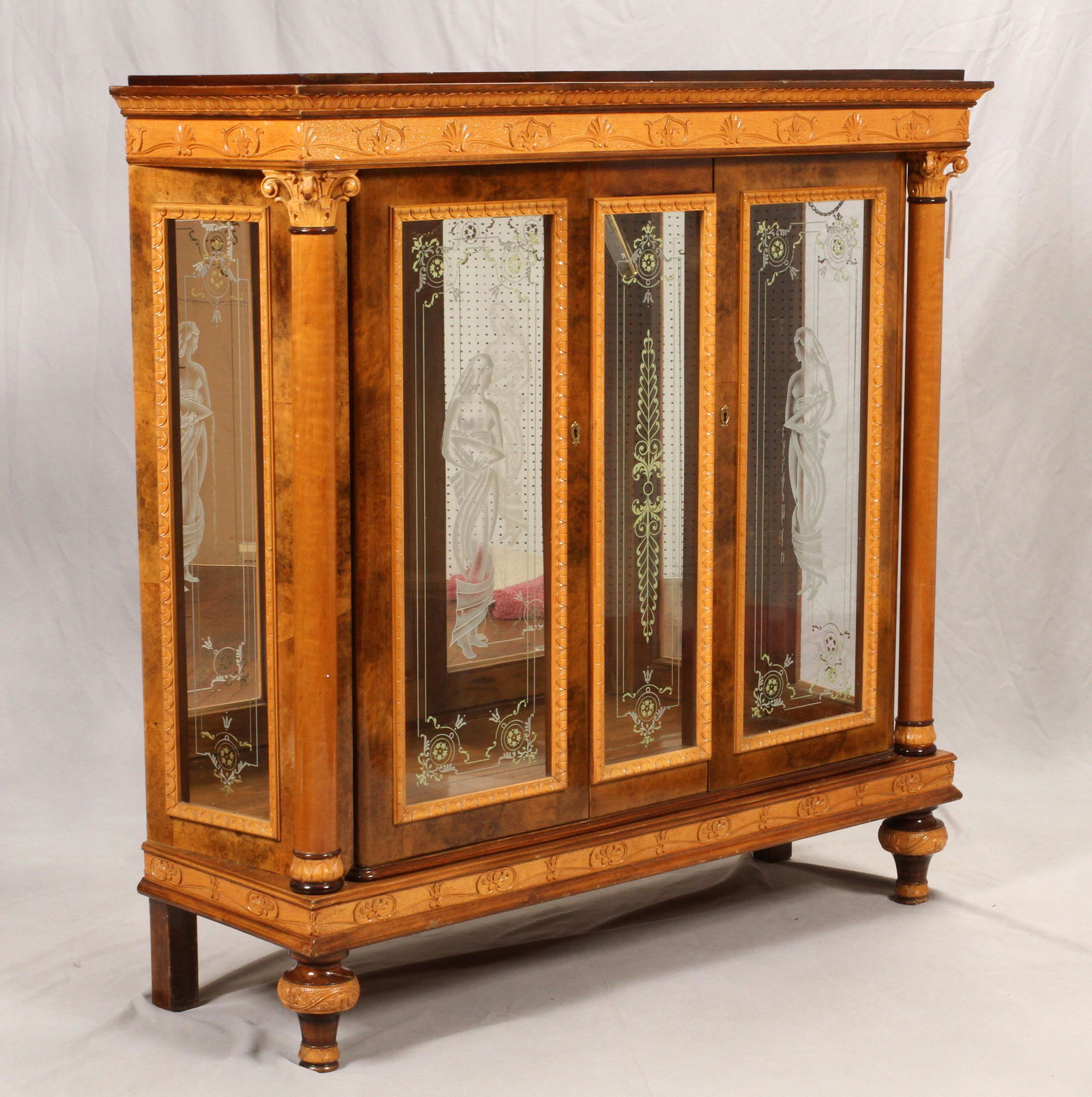 CLASSICAL STYLE WALNUT, VITRINE LATE 20TH (1 of 6)