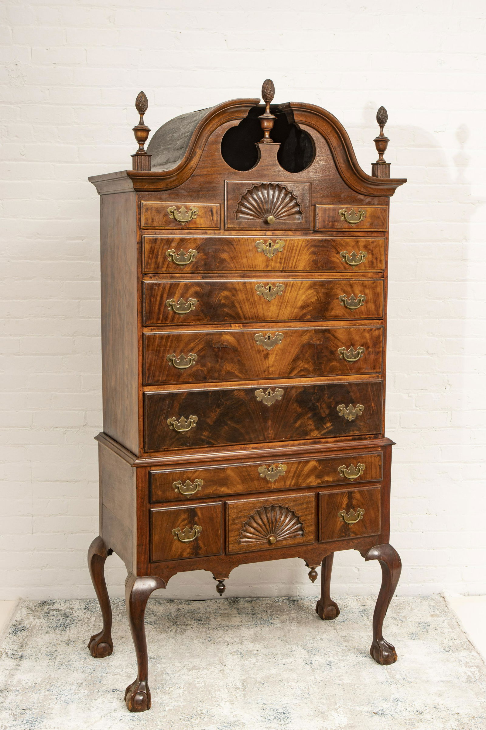 CHIPPENDALE STYLE CARVED MAHOGANY HIGHBOY (1 of 2)