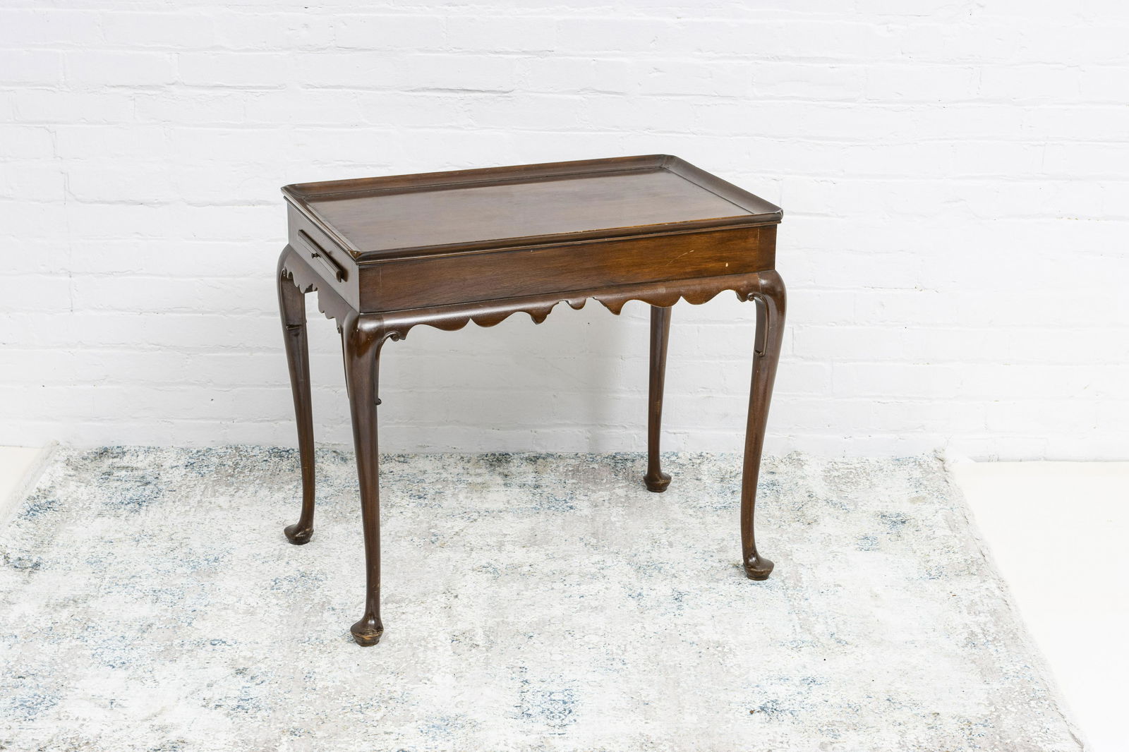 QUEEN ANN STYLE MAHOGANY TEA TABLE H 26" D 18" (1 of 2)