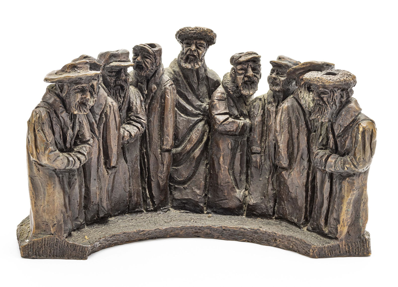 AFRICAN HEBREW BRONZE GROUP CANDLE HOLDERS, HATS (1 of 3)