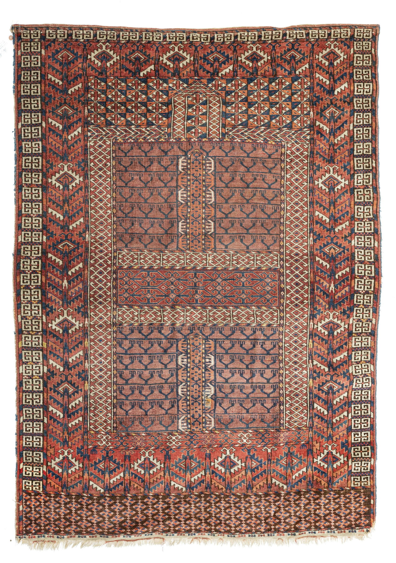 TURKMENISTAN TEKKE HATCHLI/ENSI WOOL CARPET (1 of 2)
